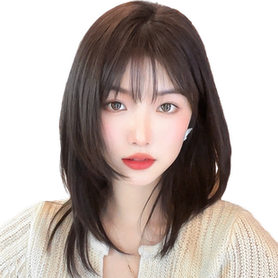 假发真发全真人发自然时尚短发女全头套式女长发整顶锁骨发假发套