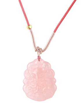 天然九尾灵狐粉水晶吊坠项链女