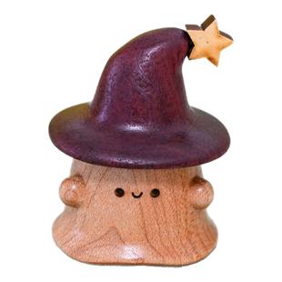 魔法迷你小精灵实木可爱创意摆件车载居家装饰品治愈系创意礼物