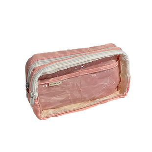 二次元痛包笔袋透明可放吧唧小卡2026新款纯色系笔袋四层大容量文具盒初中女生笔盒设计感小众食量铅笔夹层