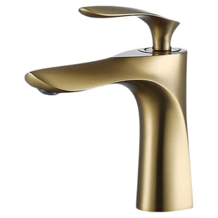 caratiff 全铜拉丝金冷热水面盆水龙头卫生间台盆洗脸盆家用浴室