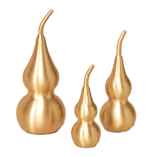 逅里 全黄铜制！招财葫芦小摆件 开运福气玄关装饰 电视柜布置