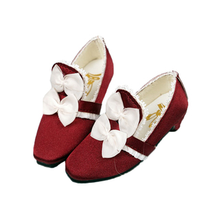 BJD四分娃鞋 熊妹MSD兔豆豆 MDD粉色高跟鞋百搭缎面四分娃鞋 现货