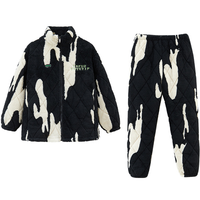 亲嘴猫女士珊瑚绒夹棉睡衣