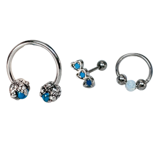 二十二丁目珍珠花朵耳钉澳宝串珠爱心耳圈耳扣松石蓝色耳环马蹄环