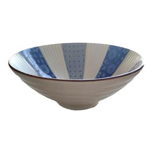 创意陶瓷斗笠大碗大容量汤盆复古泡面碗青花釉下彩沙拉碗家用汤碗