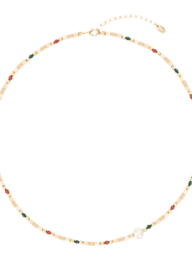 AJIDOU阿吉豆项链女款多巴胺淡水珍珠小众高级感锁骨链度假风颈链