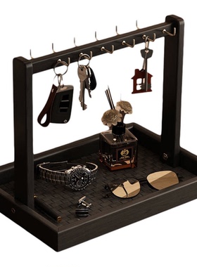 桌面实木钥匙架悬挂收纳一物两用