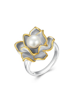 瑞红女复古莲花戒指耳钉