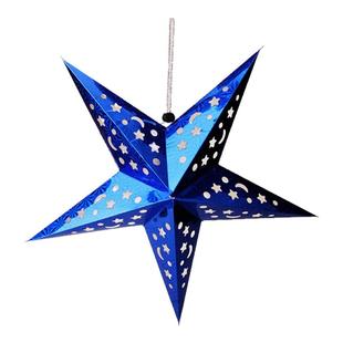 立体镭射圣诞五角星吊顶diy手工纸星星场景灯罩节假日庆典装饰品