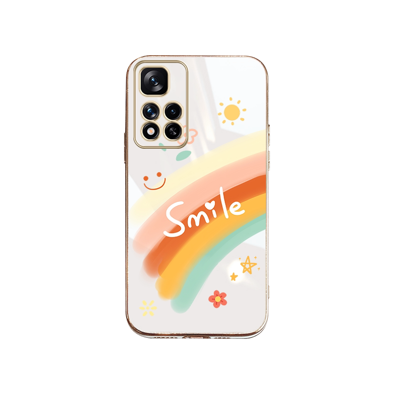笑脸彩虹红米Note11-5g手机壳redminote11pro电镀hmnote11硅胶女款mint11超薄nt11pr软保护套nate11全包防摔