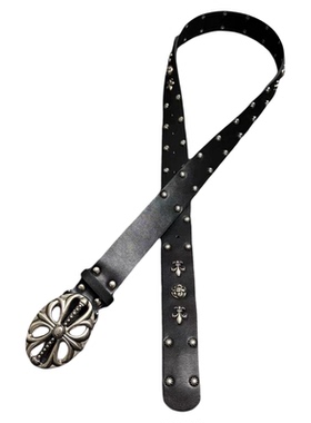 中古暗黑朋克风铆钉雕花皮带
