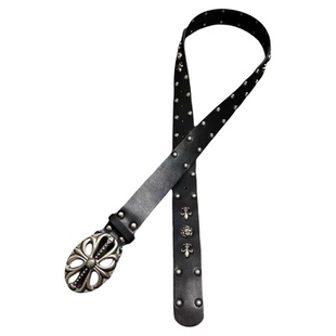 DFDG中古暗黑朋克风铆钉雕花皮带男女通用重工金属扣黑色百搭腰带