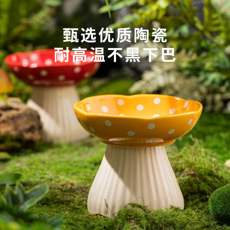 陶瓷猫碗宠物碗高脚颈椎猫咪大口径猫食碗防黑下巴喂水碗用品批发
