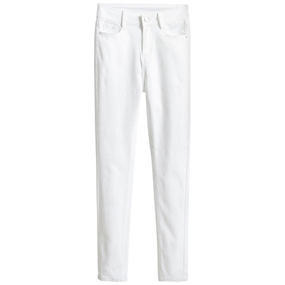 白色牛仔小脚长裤弹力显瘦高腰