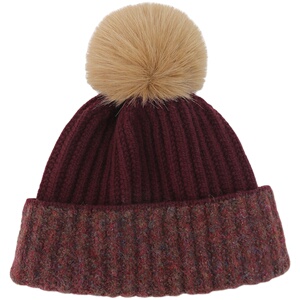 Spany韩国毛线帽子女冬弹性羊毛加厚保暖大毛球杂色针织帽潮