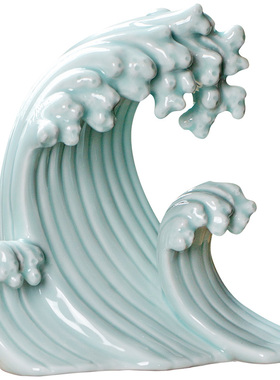 景德镇陶瓷海浪造型招财摆件礼品