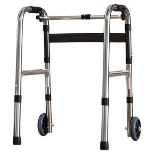 航空级铝合金老人助行器带轮带坐便多功能康复训练拐杖椅