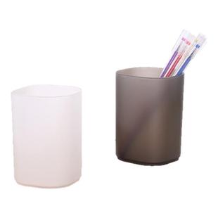 简易透明磨砂笔筒 办公室多功能文具筒化妆刷口红文具收纳笔筒