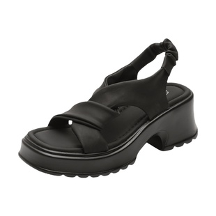 真皮~骄屿 凉鞋女夏季厚底2024新款仙女休闲一字带高跟鞋时尚凉鞋