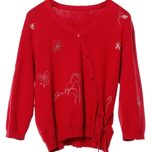 Distin Kidny/迪凯设计感针织上衣女春新款系带减龄印花上衣