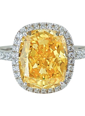 5克拉浓彩黄钻色925纯银戒指