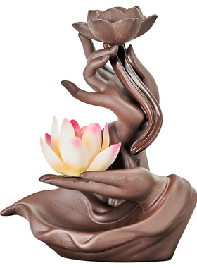 禅意紫砂莲花香薰炉除臭祛味
