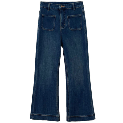 四面弹高腰显瘦加绒微喇牛仔裤女