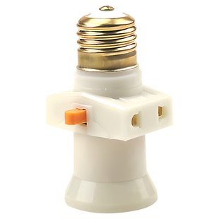 灯头插座带开关 E27家用白色螺口灯座转换器多用双分火螺旋灯口