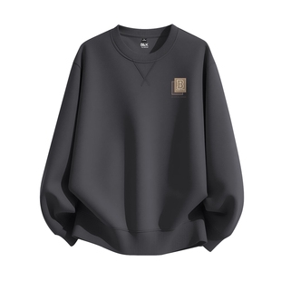 班尼路S&K中灰色卫衣男款重磅圆领宽松百搭倒三角小众设计感上衣Y