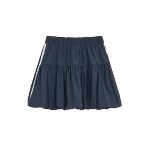 紫涵短款a字半身裙女2026年春季新款撞色织带条纹松紧高腰兜兜裙