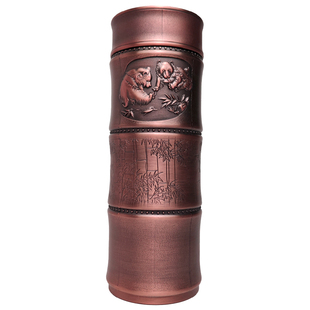 正品紫铜保温杯纯铜内胆茶杯办公室喝水男女补铜水杯浮雕九龙杯