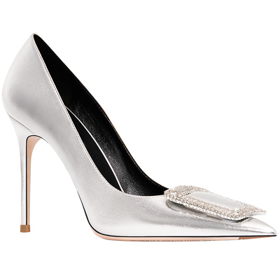 hltino法式水钻尖头细跟高跟鞋