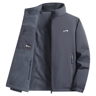 贵人鸟双面穿外套男款冬季加绒夹克男士立领外套中年爸爸冬装上衣