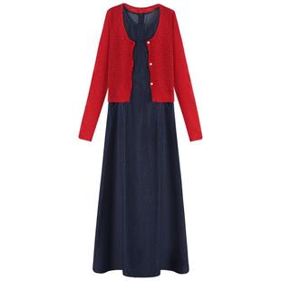 慕兔复古坎肩牛仔背心裙女2025新款秋季防晒针织衫连衣裙两件套装