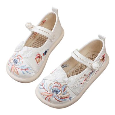 汉服鞋女童春秋中式盘扣中国风