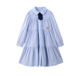 迪士尼女童连衣裙儿童春秋新款朱迪裙子大童衬衫裙洋气公主裙春装