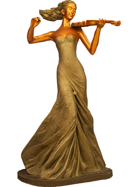 拉小提琴音乐人物铸铜雕塑户外