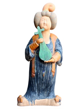 唐三彩陶瓷仕女仿古风胖妞摆件