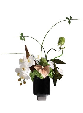 蝴蝶兰仿真花琉璃花器样板间