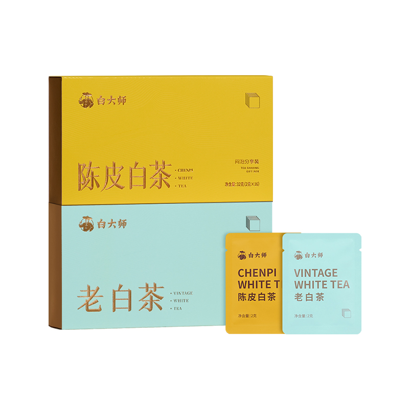 白大师福鼎白茶2016年一级寿眉袋泡茶包小方片闷泡杯茶叶礼盒60g