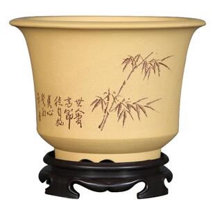 宜兴紫砂兰花盆古典小号君子惠兰花盆墨兰兰花专用送塑料托盘滤网