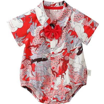 龙喜年翻领纯棉夏三角爬A类婴幼