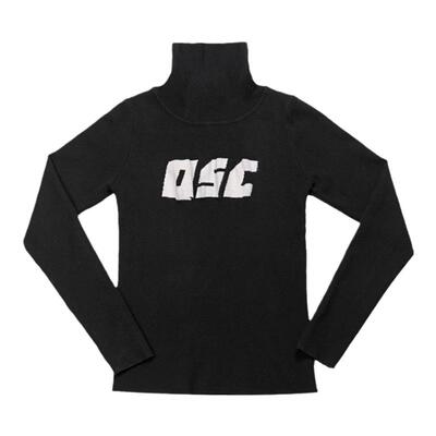 QUORRA S CHORD 原创设计logo针织提花黑色高领长袖打底保暖百搭