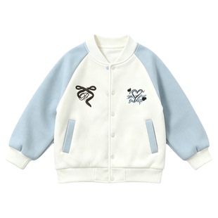 女童美式棒球服外套2026韩版刺绣字母中大儿童黑色休闲运动上衣潮