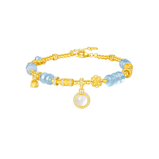 【新品】周大生黑曜岩手串男纯银S925国潮男士手链新年礼物送男友