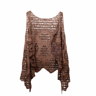 2024年新款镂空针织马甲女中长款开衫夏大码披肩钩花外搭防晒上衣