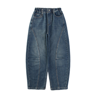 女童牛仔裤春秋款2025新款秋装中大童时尚休闲弯刀香蕉裤儿童裤子