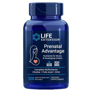 Life Extension孕妇维生素活性叶酸 铁DHA 120粒孕期产前优势直邮