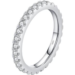 MODIAN摩典莫桑钻S925纯银轻奢满钻戒指女小众高级感排钻叠戴指环